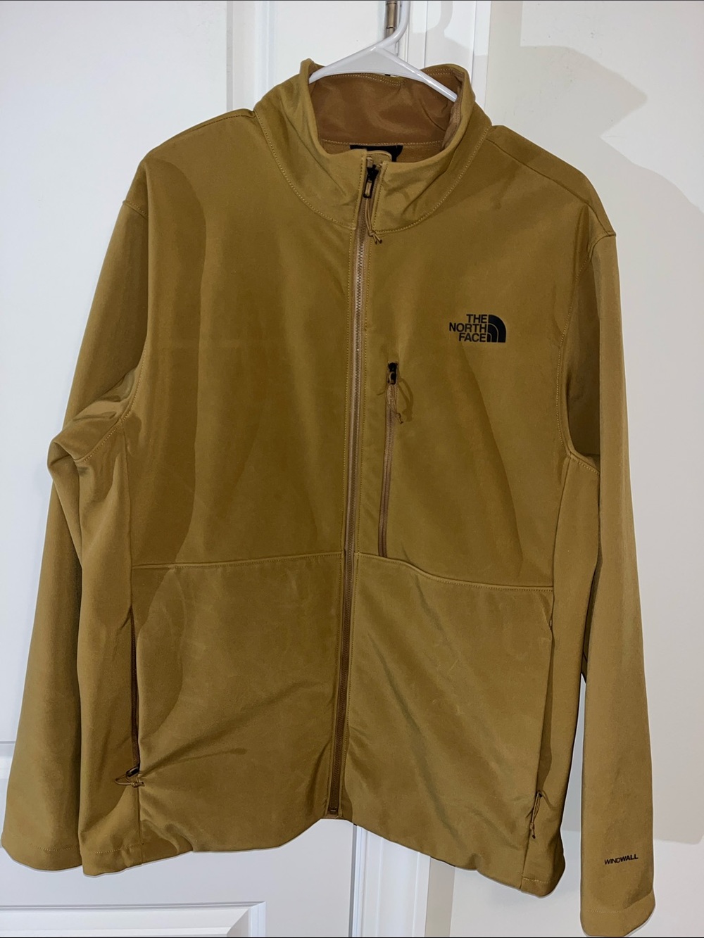Mens North Face Mustard Tan Fleece Zipper Windwall Bionic Jacket Coat Windproof